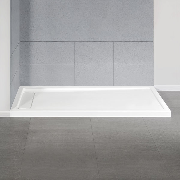 Symple Stuff Base de douche antidérapante 72 po x 36 po avec bonde latérale dissimulée Buchan et Symple Stuff Base de douche antidérapante 72 po x 36 po avec bonde latérale dissimulée Buchan et
